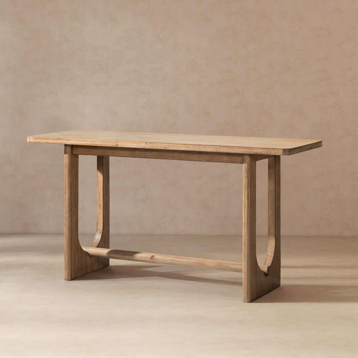 Reclaimed Pine Trestle Console Table with Open Base, Antique Brown, by HouseOfZazla on Tampa Home & Garden Store