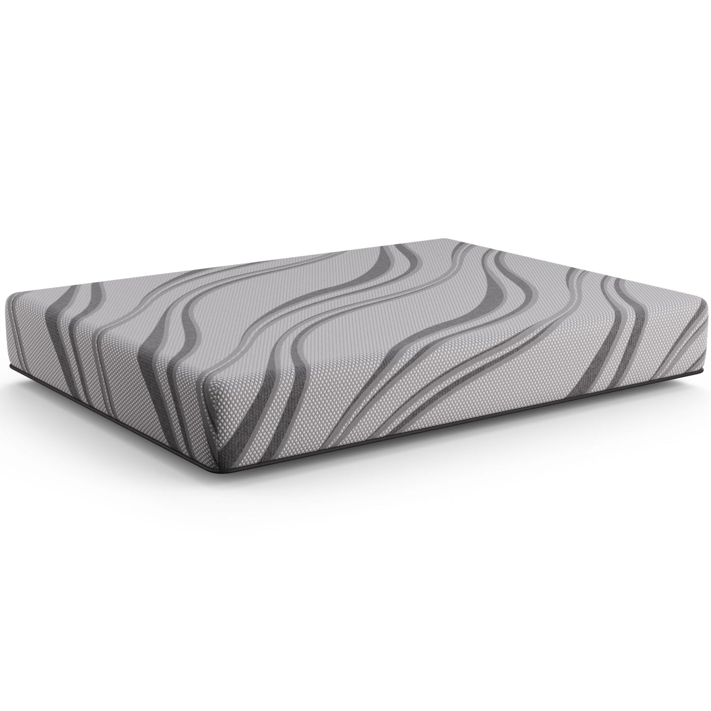 Bib Nl - 10in Pro Gel Foam Mattress, gray patterned cover, HouseOfZazla hybrid mattress on Tampa Home & Garden Store