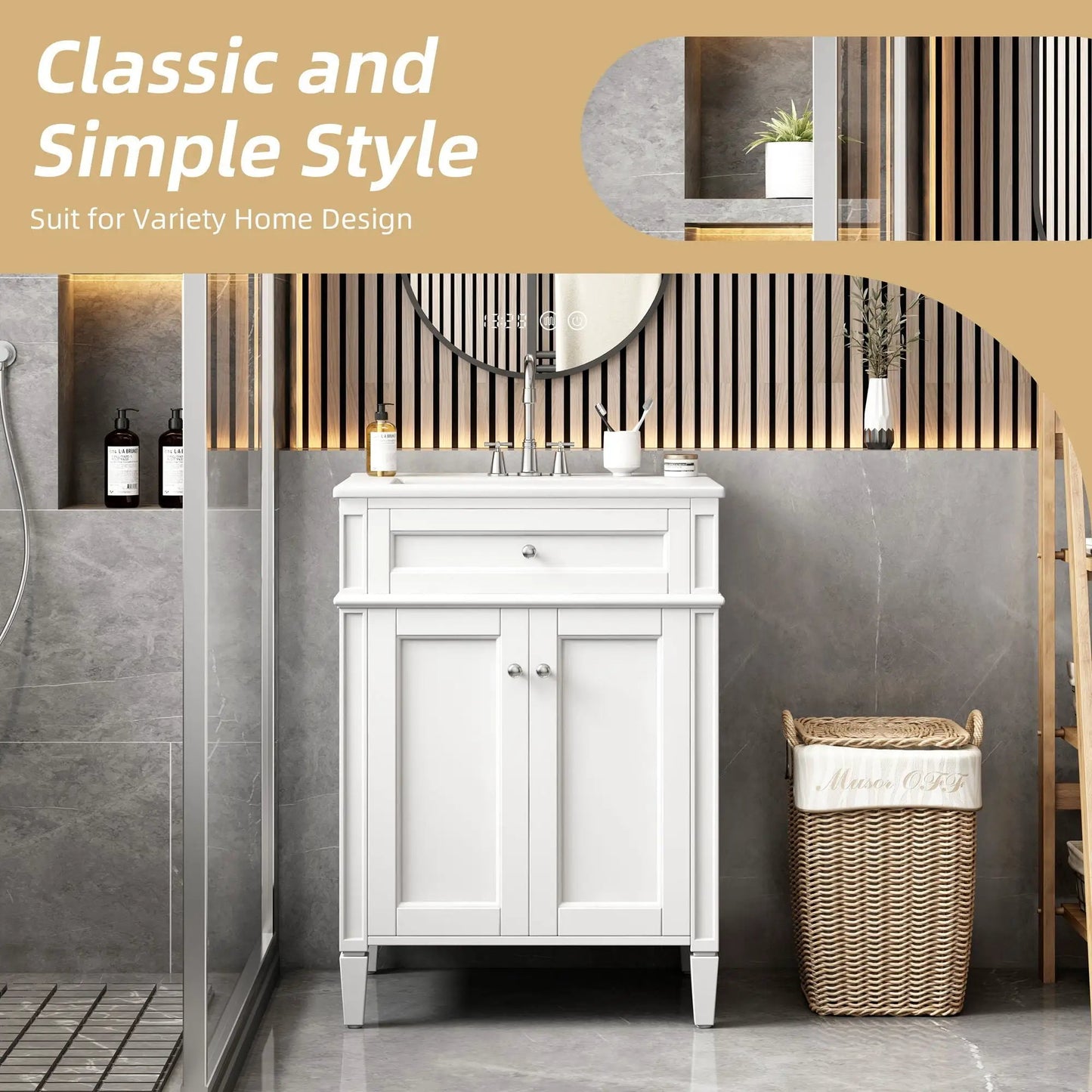 Bathroom Vanity With 2 Doors and Tip Out Drawer