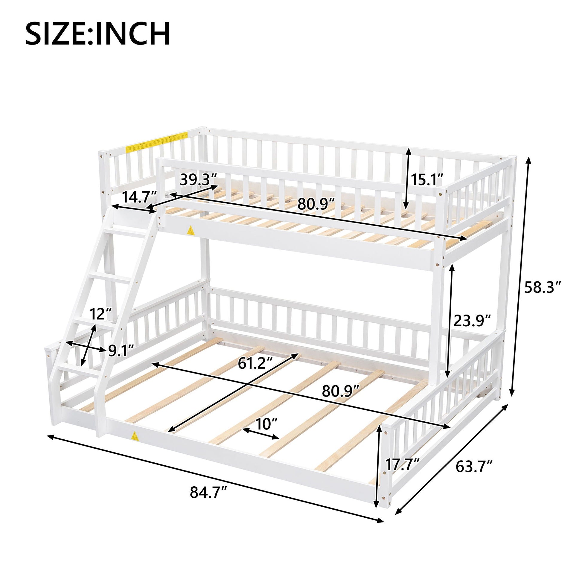 Bunk bed with ladder and guardrails by HouseOfZazla, white finish on Tampa Home & Garden Store