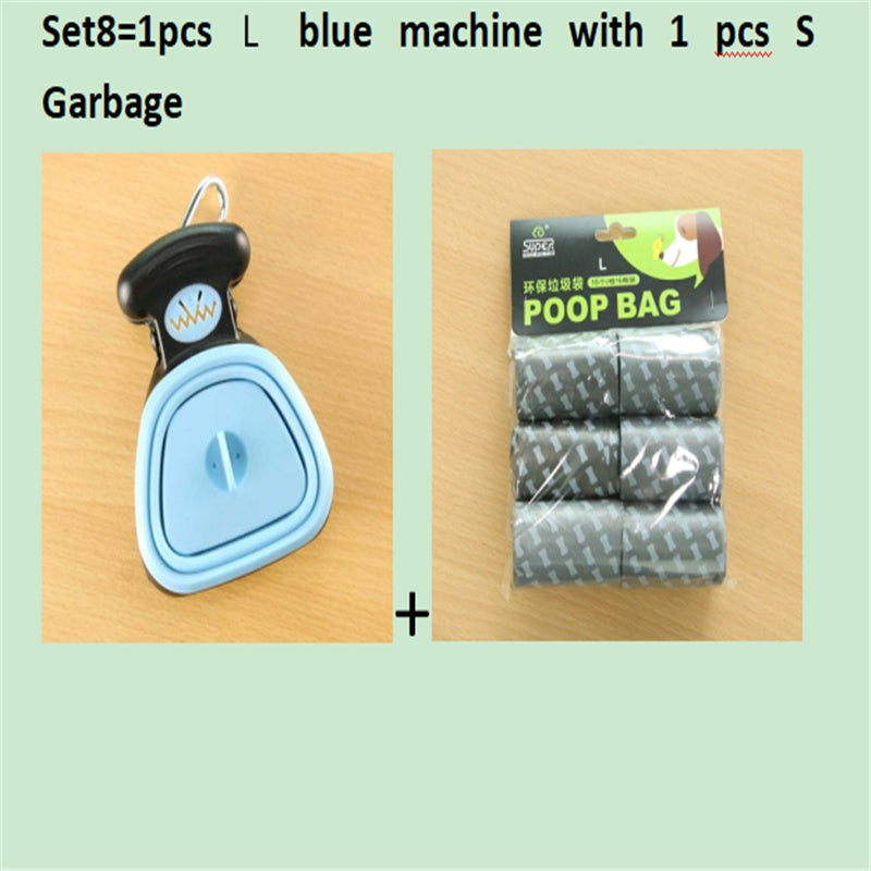 Pet Zen foldable blue dog poop scoop with travel lid and 1-roll biodegradable bag pack, 2-piece set on Tampa Home & Garden Store