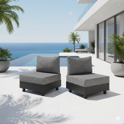 Modular armless garden chairs with coffee table set of 2 in gray by HouseOfZazla on Tampa Home & Garden Store