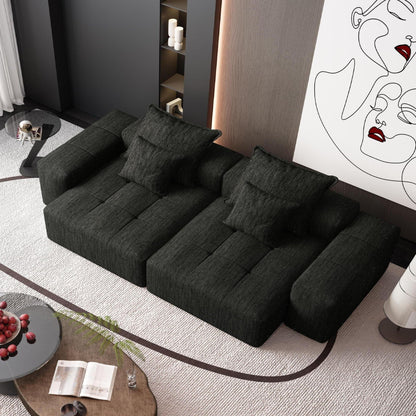 Modern oversized DIY modular sectional sofa in black fabric with pillows by HouseOfZazla on Tampa Home & Garden Store