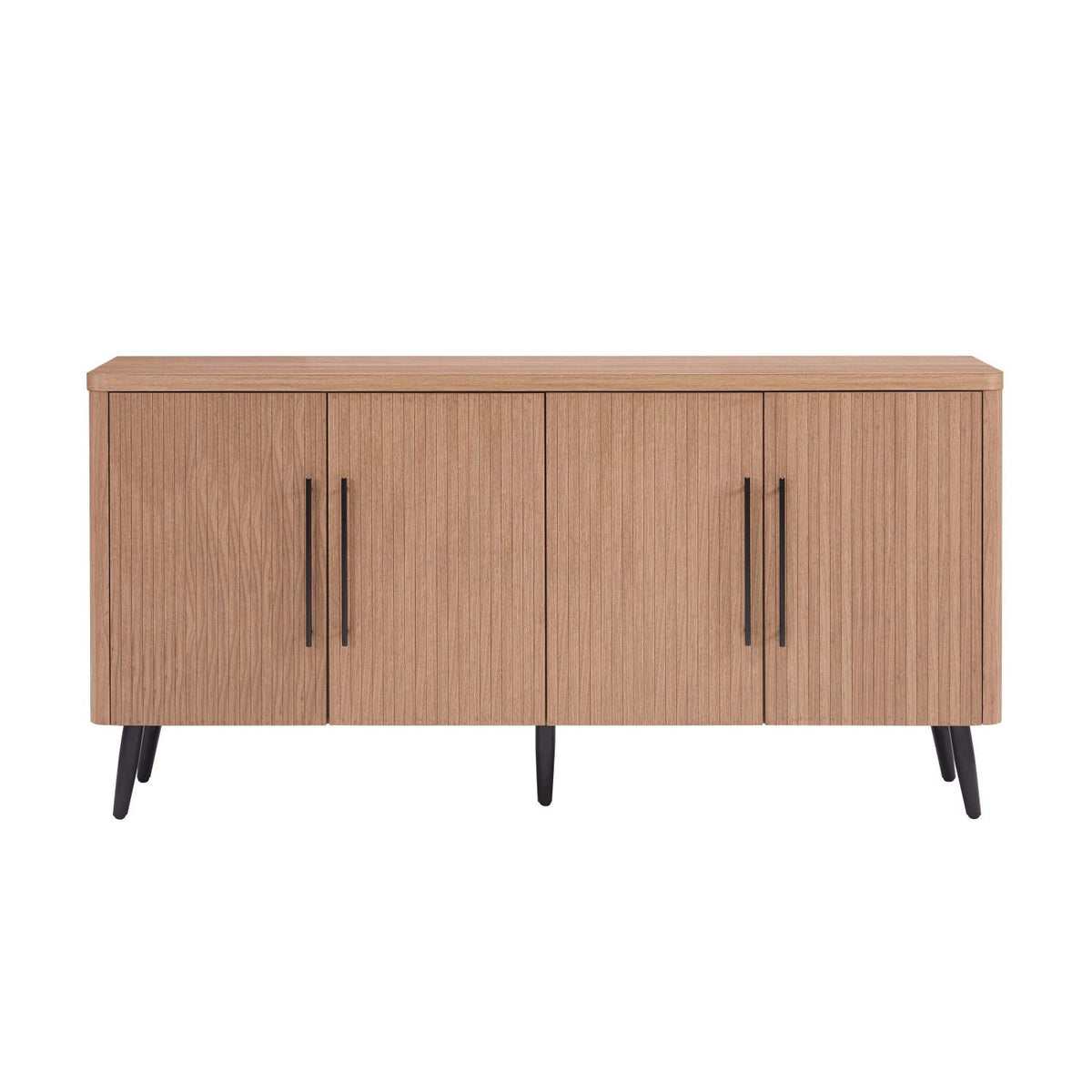 Mid-Century Modern Sideboard by HouseOfZazla in light brown oak with black legs on Tampa Home & Garden Store