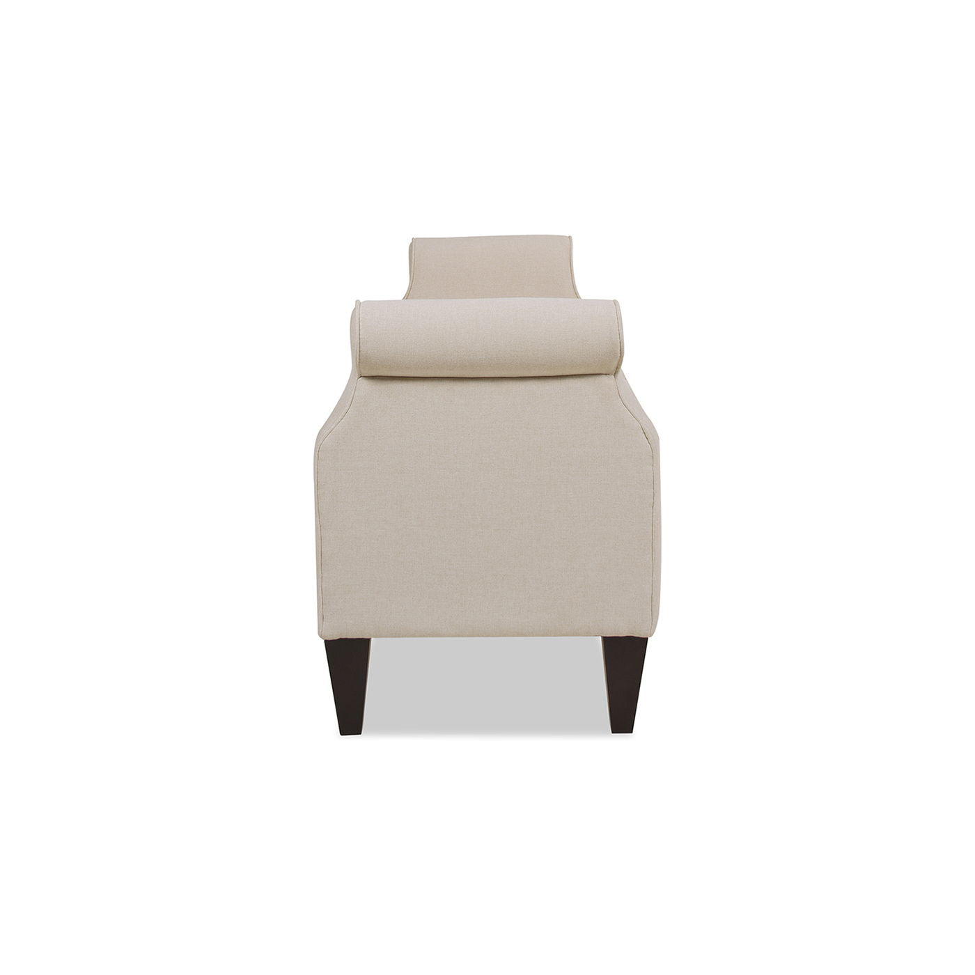Jacqueline Tufted Roll Arm Storage Bench beige fabric with dark tapered legs HouseOfZazla on Tampa Home & Garden Store