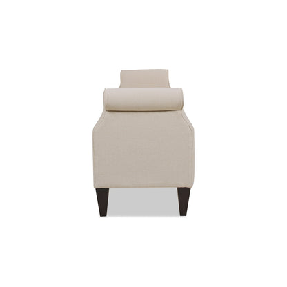 Jacqueline Tufted Roll Arm Storage Bench beige fabric with dark tapered legs HouseOfZazla on Tampa Home & Garden Store