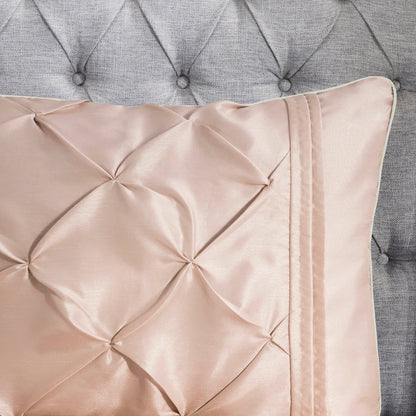 7 Piece Blush Tufted Queen Comforter and Sheets
