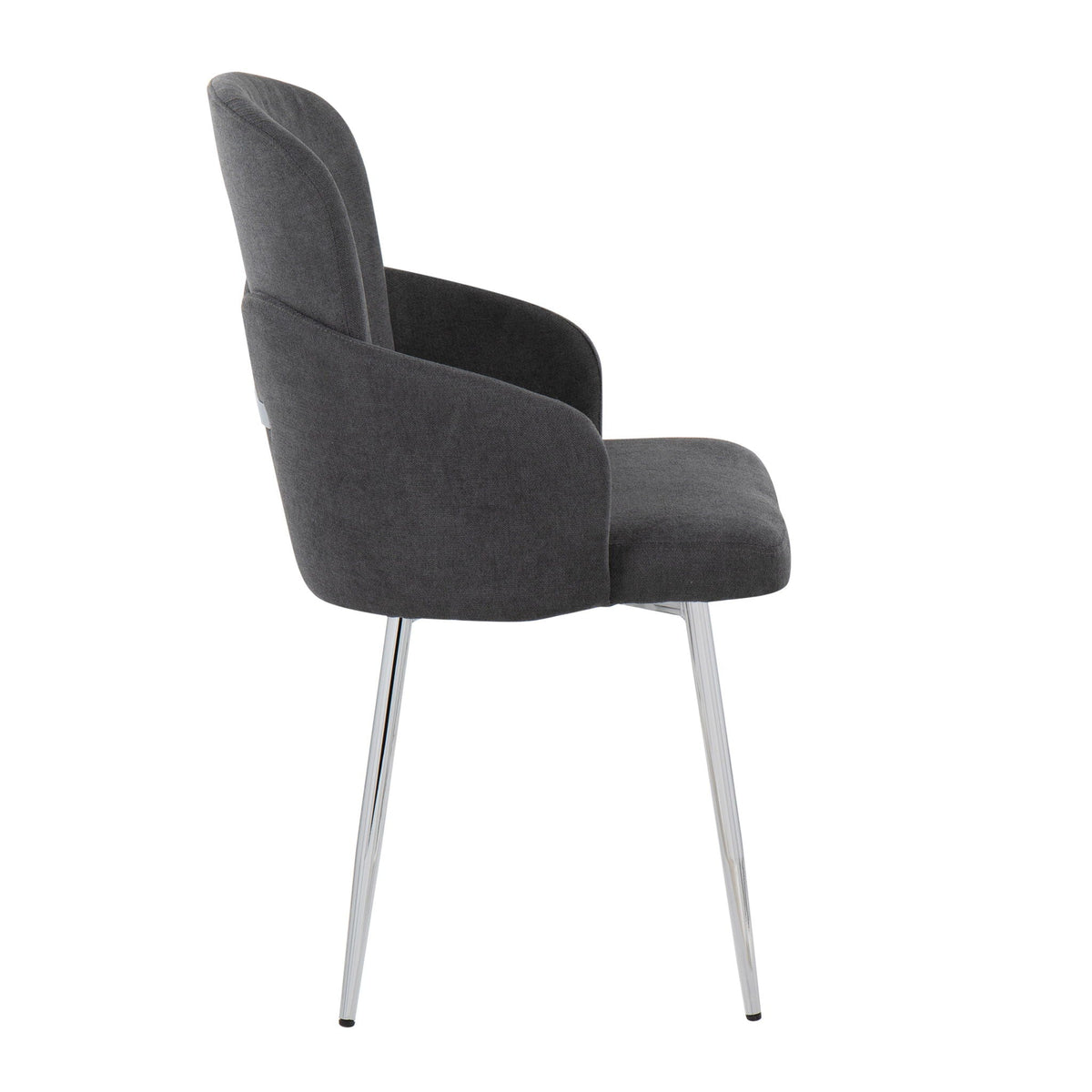 Contemporary dining chair set of 2 in dark gray upholstery with chrome legs HouseOfZazla on Tampa Home & Garden Store