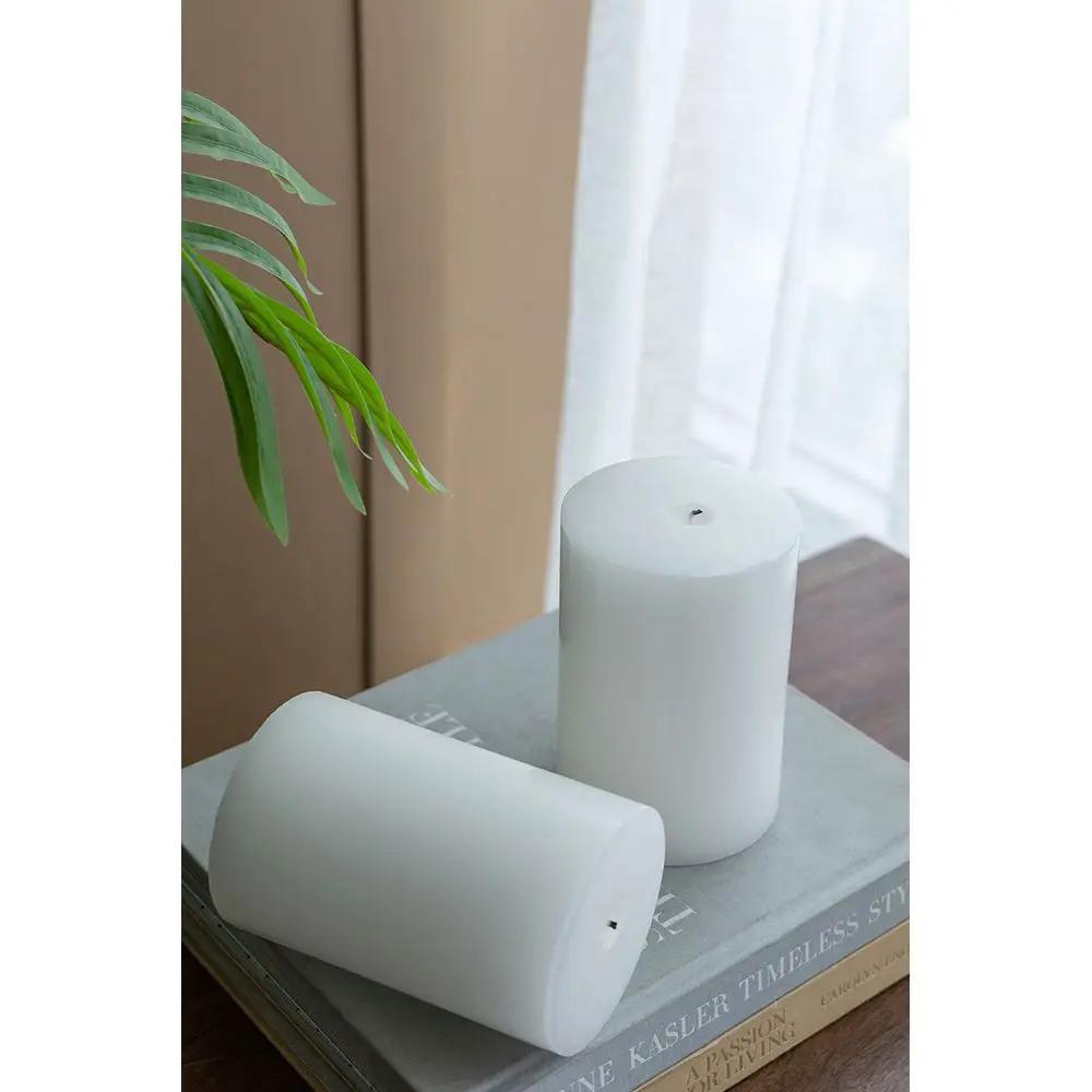 Unscented Soy Wax Candle Set of 2: white pillars, tall and short on Tampa Home & Garden Store