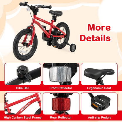 16-Inch kids bike red frame with hand brake, coaster brake, training wheels and bell DirectDeals on Tampa Home & Garden Store