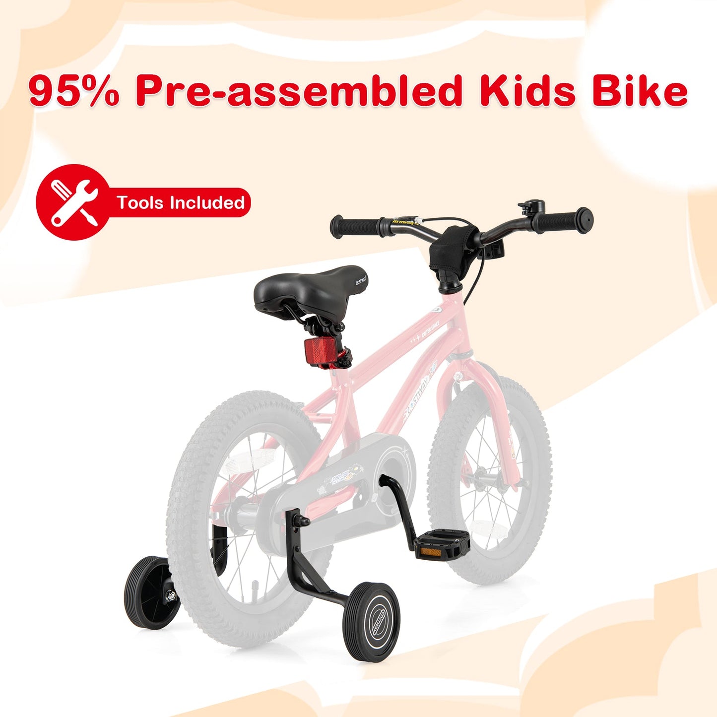DirectDeals 16-inch pink kids bike with training wheels, handbrake, coaster brake and bell on Tampa Home & Garden Store