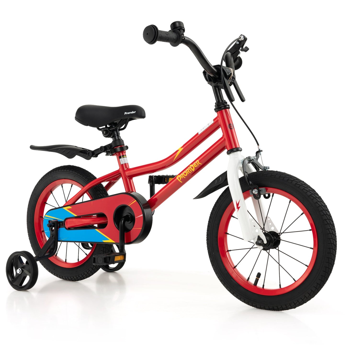 14 Inch Kids Bike Adjustable with 2 Training Wheels for 3-5 Years Old-White