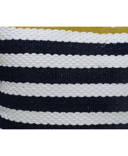 Vibhsa navy and white striped indoor outdoor pillow 14x20 close-up woven fabric on Tampa Home & Garden Store