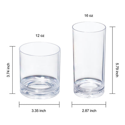 Barcelona Clear Acrylic Lowball and Highball Set