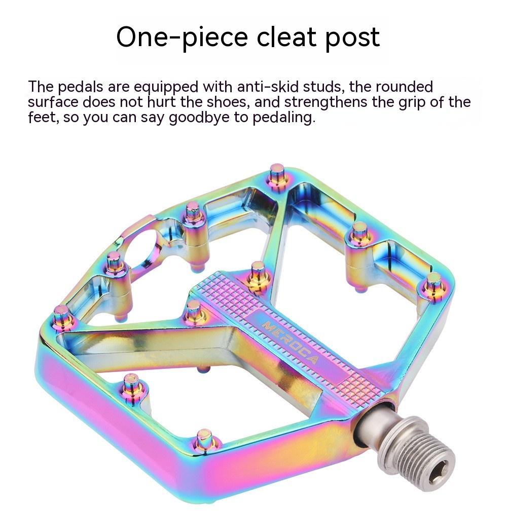 Stevvex bicycle pedal non-slip flat aluminum alloy platform with anti-skid studs rainbow on Tampa Home & Garden Store