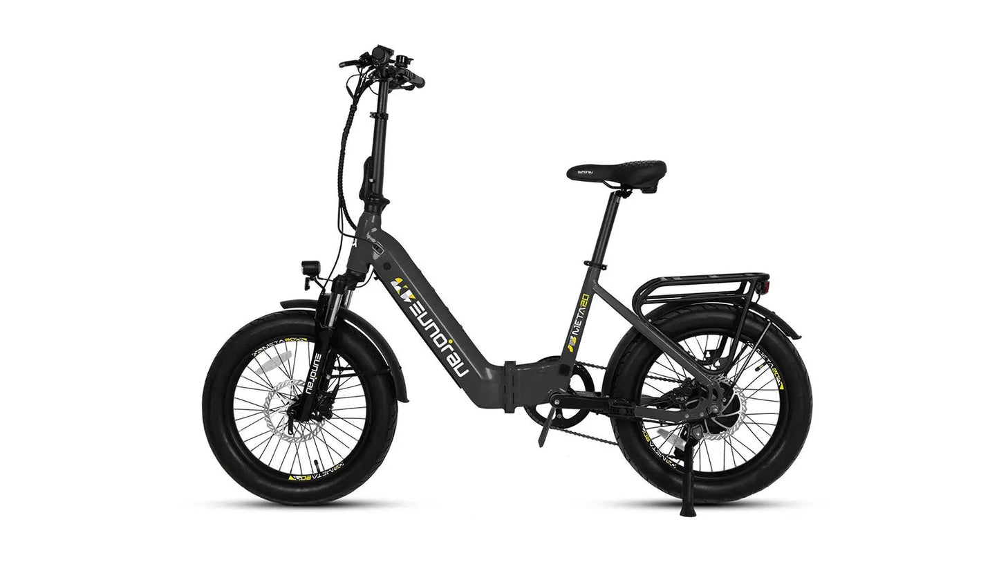 META20 1.0 City Model electric bike by EUNORAU, black commuter with rack on Tampa Home & Garden Store