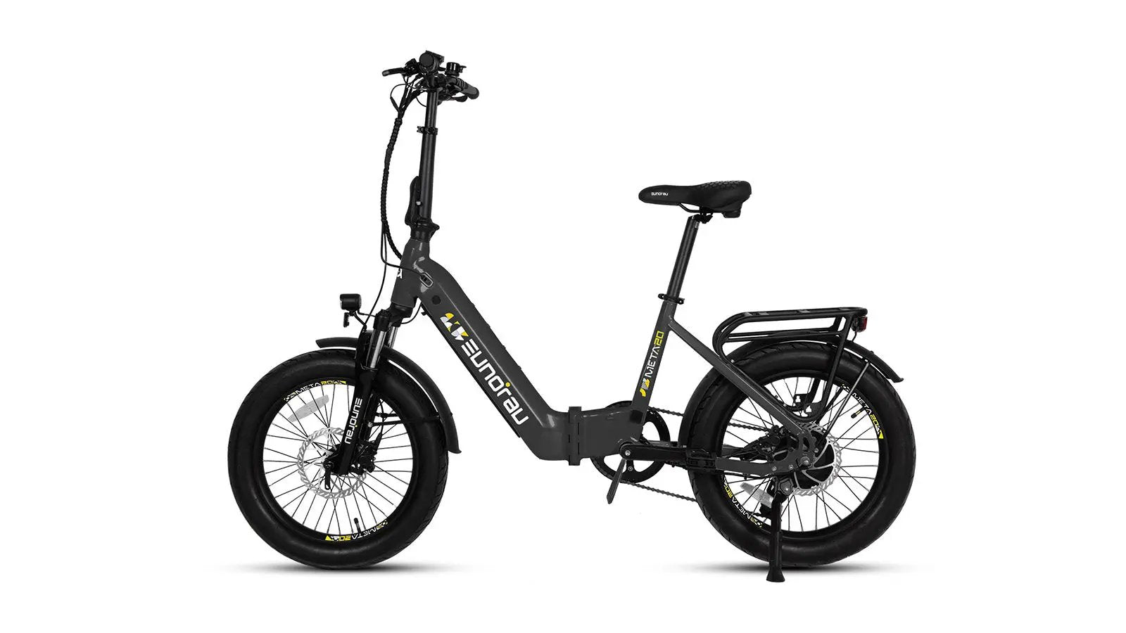 META20 1.0 City Model electric bike by EUNORAU, black commuter with rack on Tampa Home & Garden Store