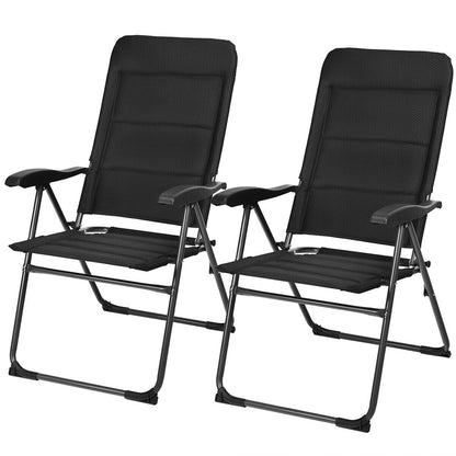 2 sillas de patio plegables para exteriores con respaldo ajustable para bistró y jardín-Gris
