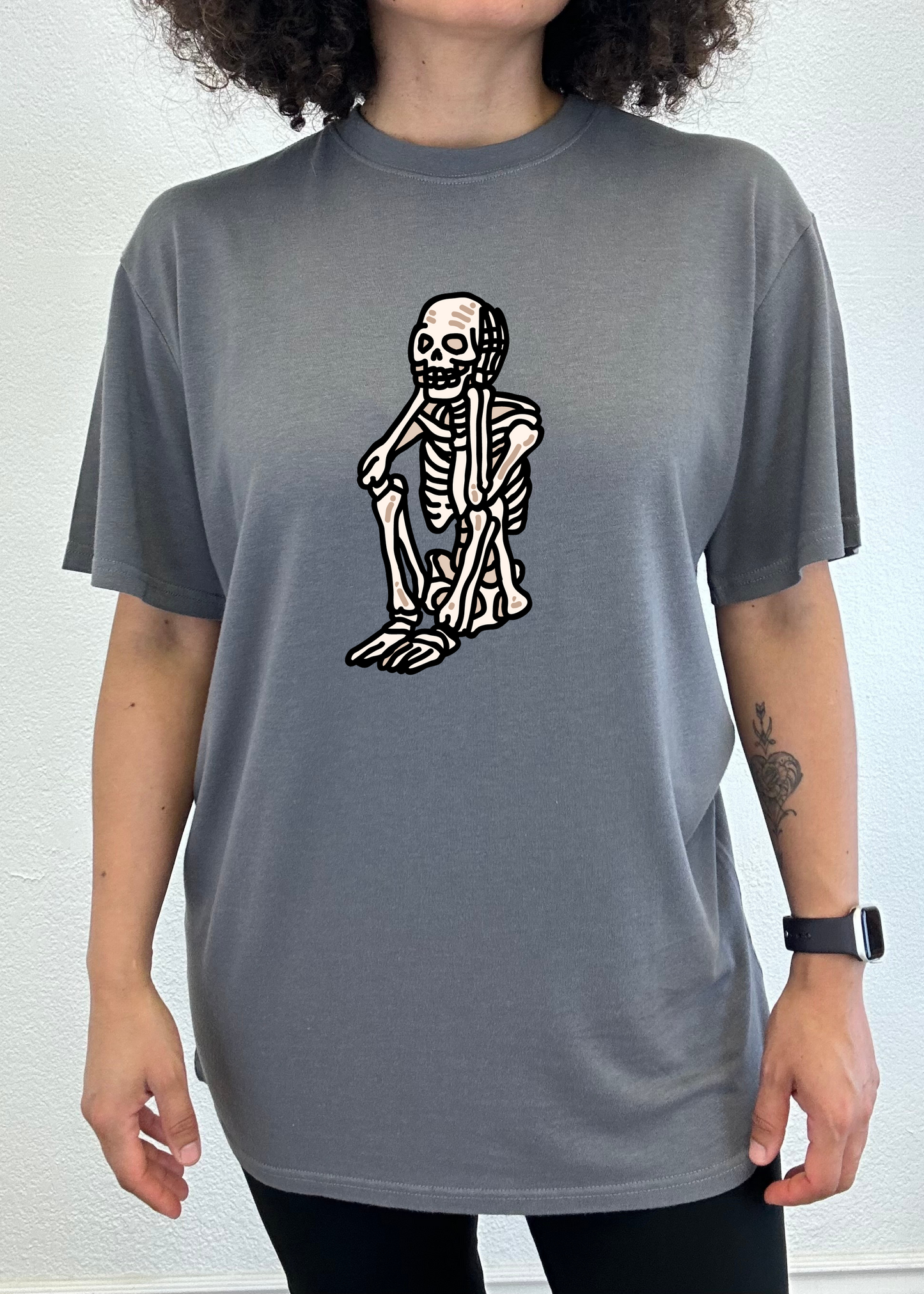 Sad Skeleton unisex bamboo viscose/organic cotton tee with skeleton print by Spun Bamboo on Tampa Home & Garden Store