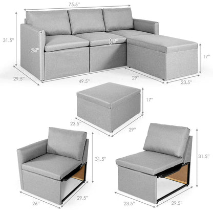 Convertible L-Shaped Sofa with Reversible Chaise