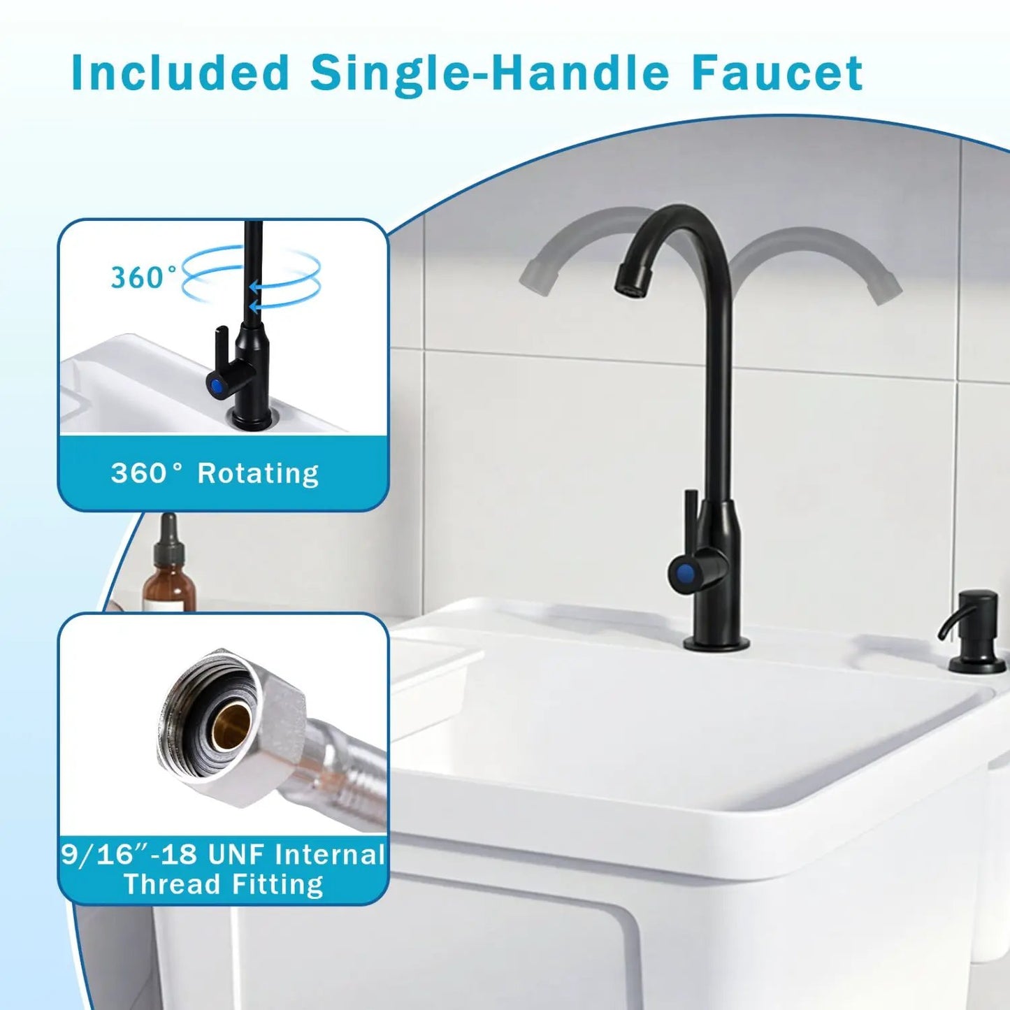 14.5 Gal Utility Sink with Rotating Faucet