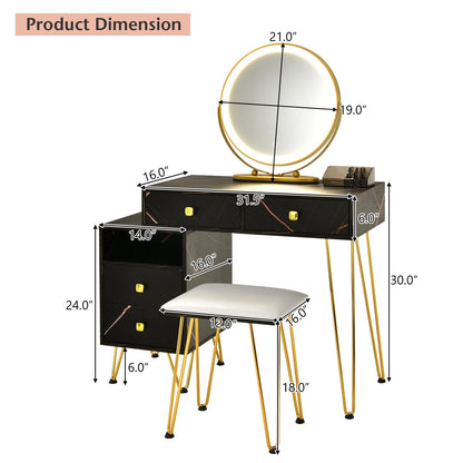 Tocador moderno con gabinete de almacenamiento - Negro