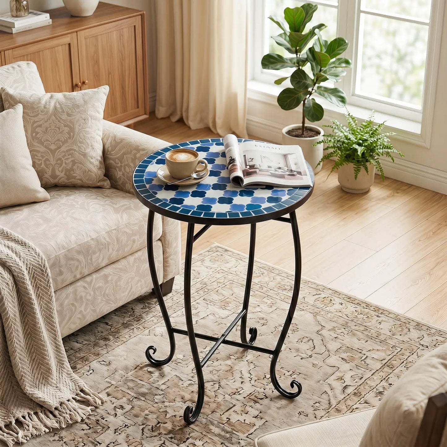 14 Inch Mosaic Patio Table With Metal Frame