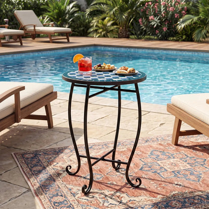 14 Inch Mosaic Patio Table With Metal Frame