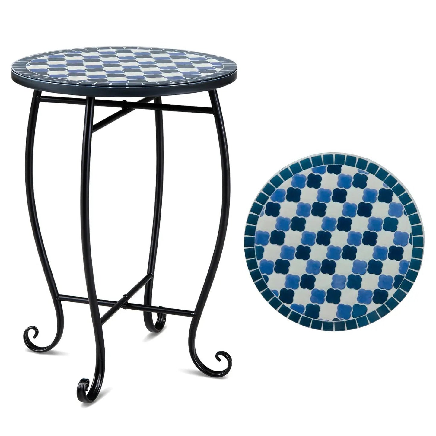 14 Inch Mosaic Patio Table With Metal Frame