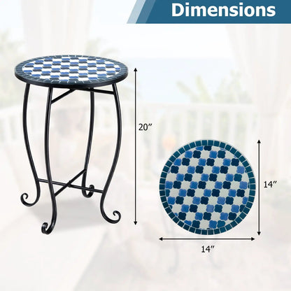 14 Inch Mosaic Patio Table With Metal Frame