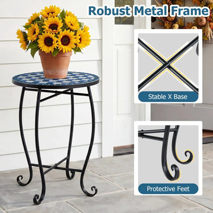 14 Inch Mosaic Patio Table With Metal Frame