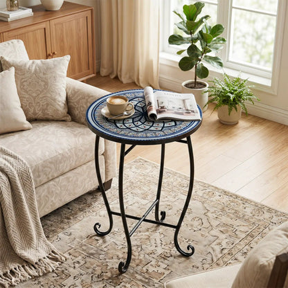 14 Inch Mosaic Patio Table With Metal Frame
