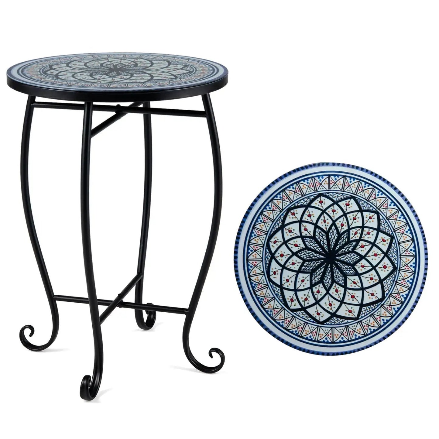 14 Inch Mosaic Patio Table With Metal Frame
