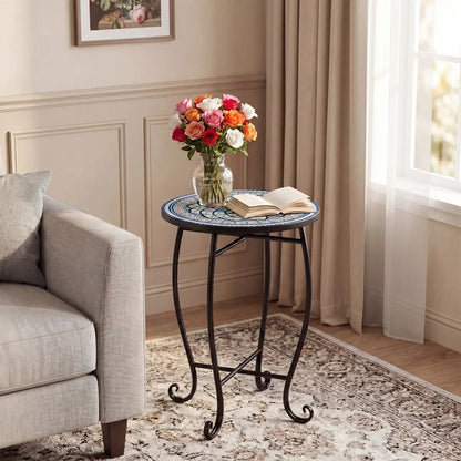 14 Inch Mosaic Patio Table With Metal Frame