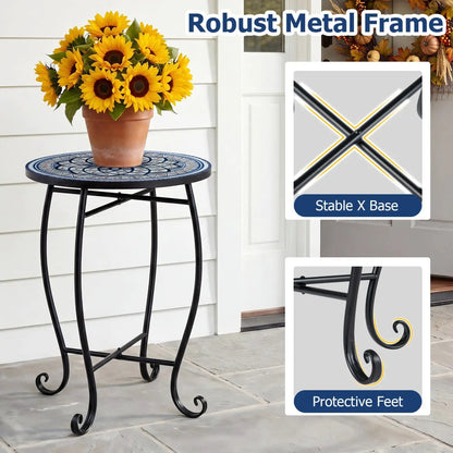14 Inch Mosaic Patio Table With Metal Frame