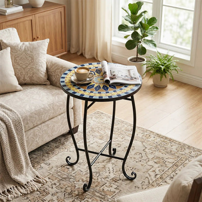 14 Inch Mosaic Patio Table With Metal Frame
