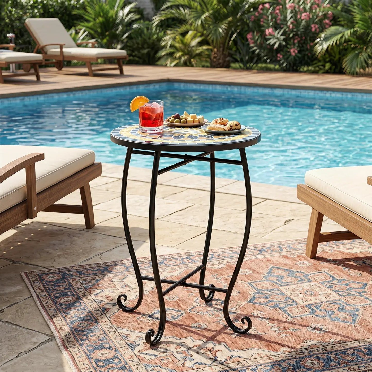 14 Inch Mosaic Patio Table With Metal Frame