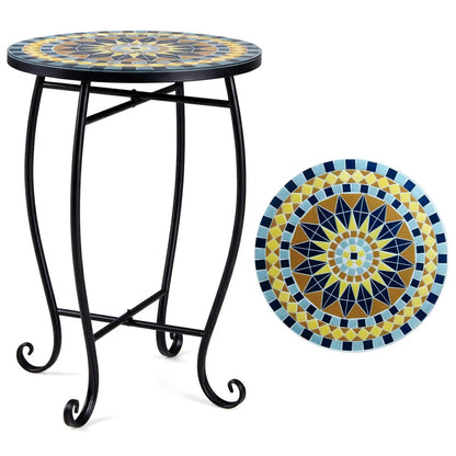 14 Inch Mosaic Patio Table With Metal Frame