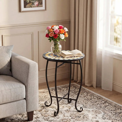 14 Inch Mosaic Patio Table With Metal Frame