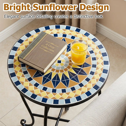 14 Inch Mosaic Patio Table With Metal Frame