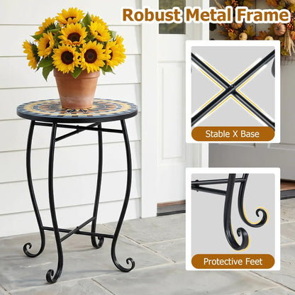 14 Inch Mosaic Patio Table With Metal Frame