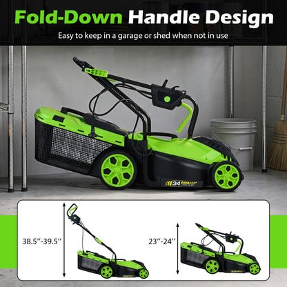 DirectDeals 14-Inch corded electric lawn mower with 5-position height adjust and lime wheels on Tampa Home & Garden Store