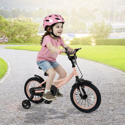 Kids Bike 12-18 Inch With Training Wheels Pink