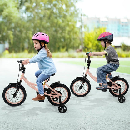 Kids Bike 12-18 Inch With Training Wheels Pink