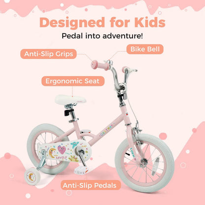 Kids Bike 12 To 18 Inch With Training Wheels Pink