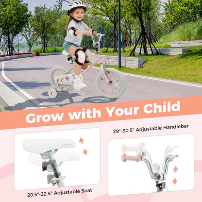 Kids Bike 12 To 18 Inch With Training Wheels Pink