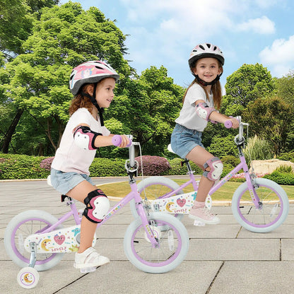 Kids Bike 12 18 Inch with Training Wheels Purple