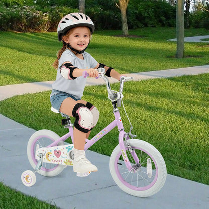 Kids Bike 12 18 Inch with Training Wheels Purple