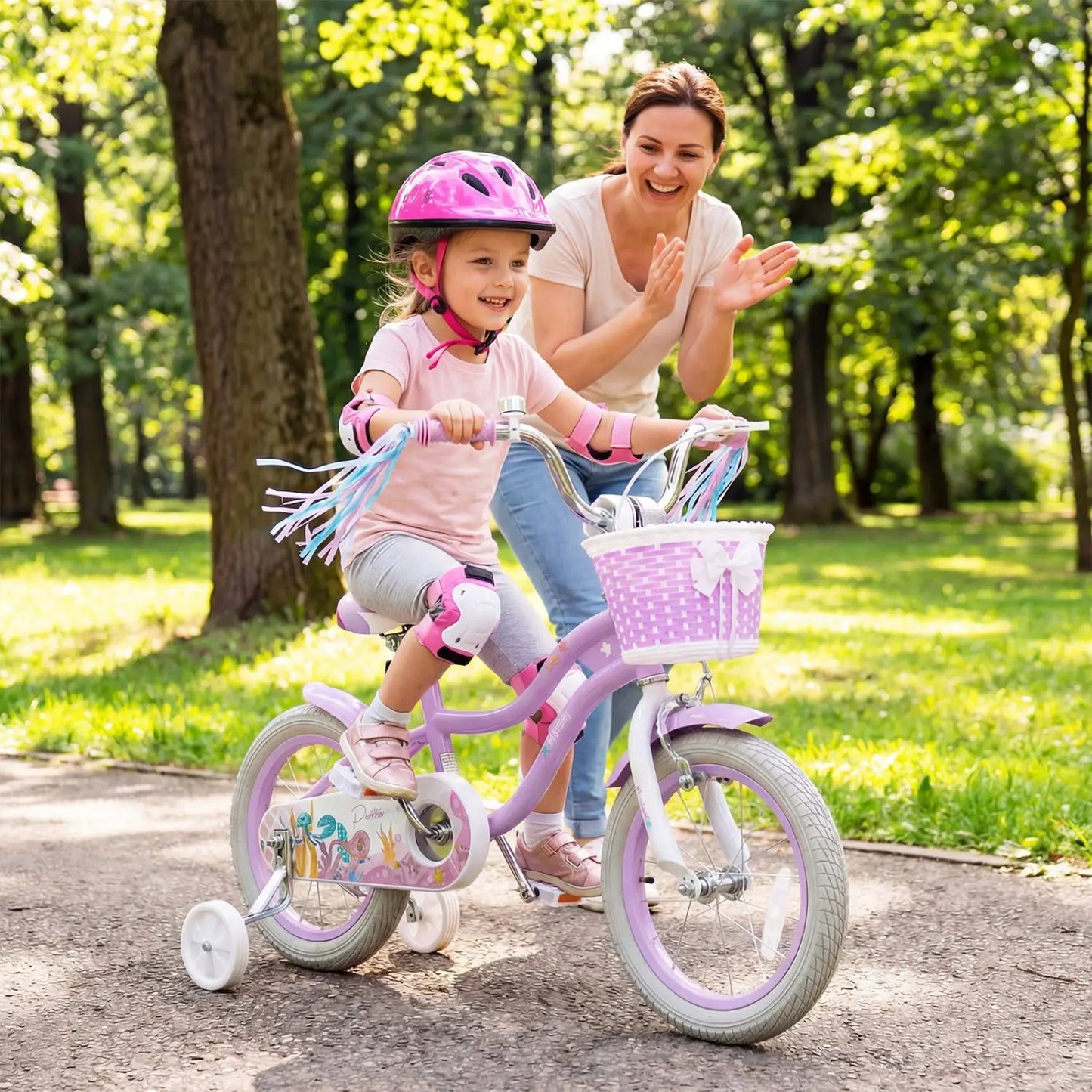 Kids Bike 12-20 Inch With Training Wheels Purple