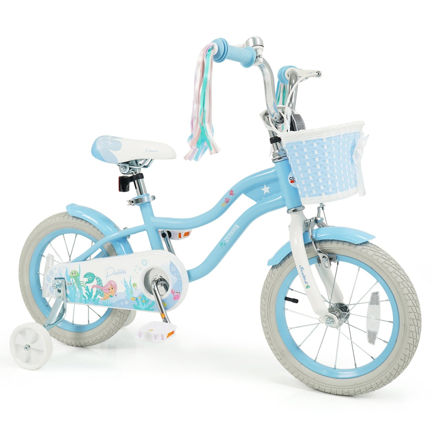 Kids Mermaid Bike 12 to 20 Training Wheels Basket